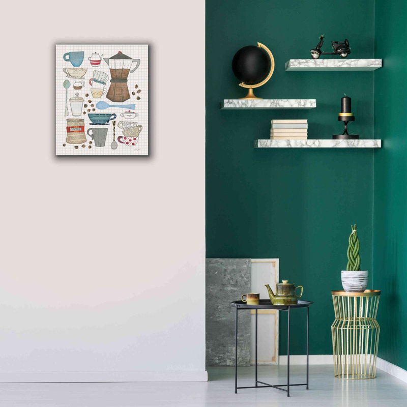«Red Coffee Barrel I V2 Gingham» par Courtney Prahl, art mural sur toile, H 24 po x l 20 po x P 0,75 po
