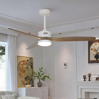 Glio 52 in. White Downrod Standard Ceiling Fan with LED with Remote Included DC Motor Reversible