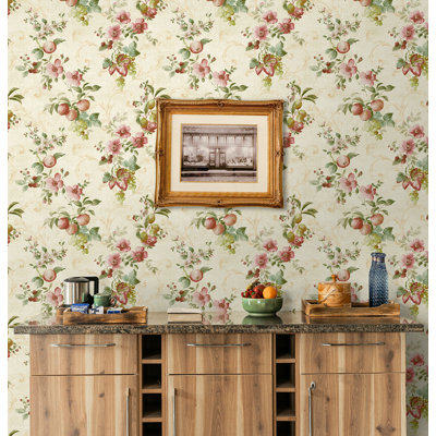 Seabrook Designs  Orangerie Fruit Trail Unpasted Wallpaper