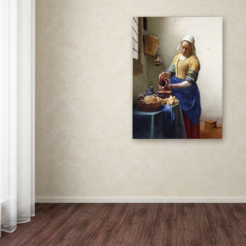 « the milkmaid 1658-60 », reproduction sur toile tendue, H 19 po x l 14 po x P 2 po