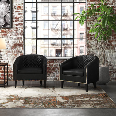 Fauteuil demi-tonneau capitonné 2 pièces Boney