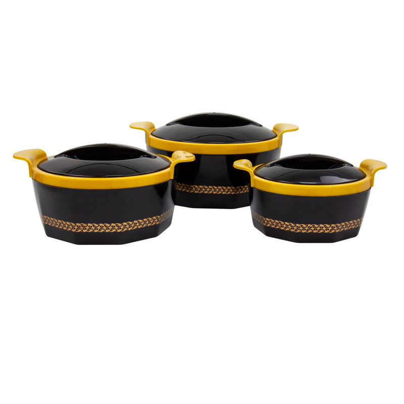 SQ Professional Fiona 3pc Insulated Serving Casserole Set, Black