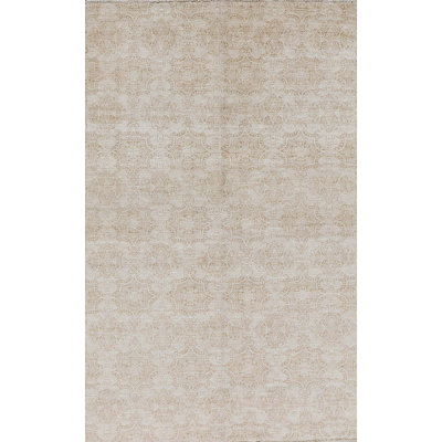 Tapis doré et ivoire de haute qualité noué à la main