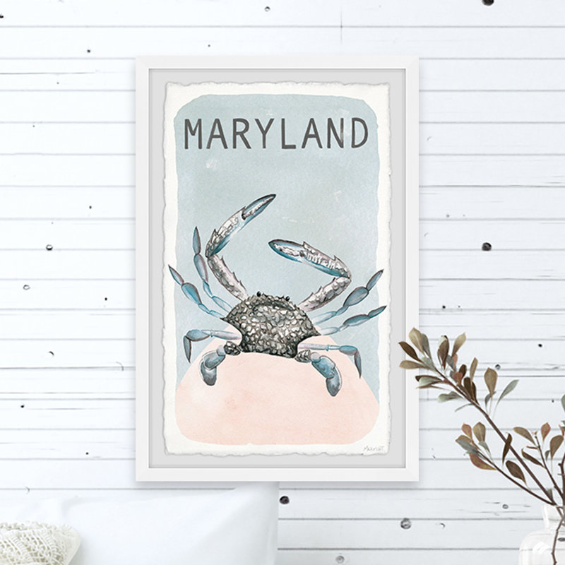 Crabes du Maryland - Reproduction d'art graphique sur papier encadré, H 36 po x l 24 po x 1,5 po
