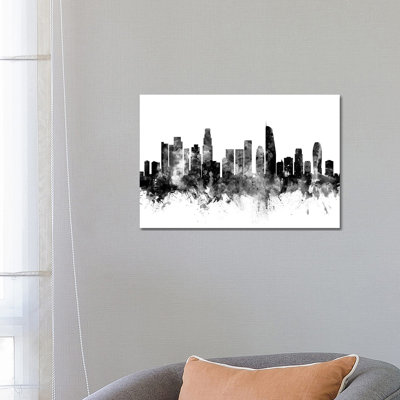 Los Angeles, California in Black and White II by Michael Tompsett - 1 Piece Wrapped Canvas Wall Art