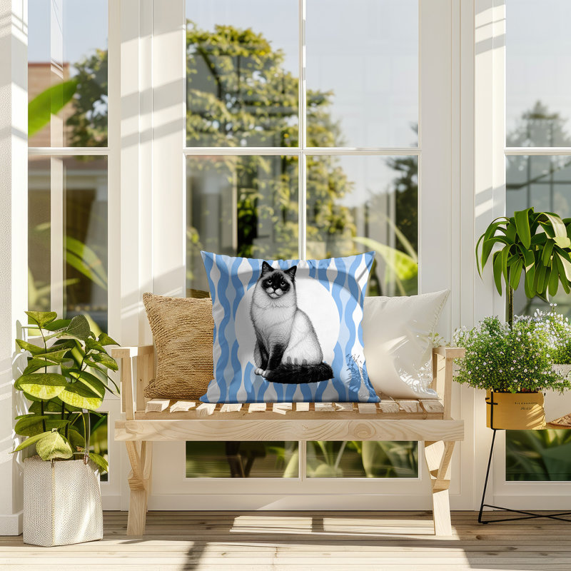 Oreiller réversible intérieur / extérieur Ragdoll Cat, 18x18, Corn Flower