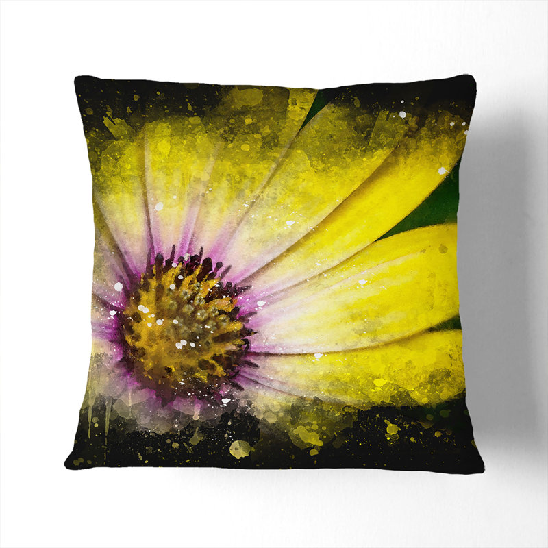 Gerbera Flower Cushion with Filling, Stone, 40cm H x 40cm W x 15cm D