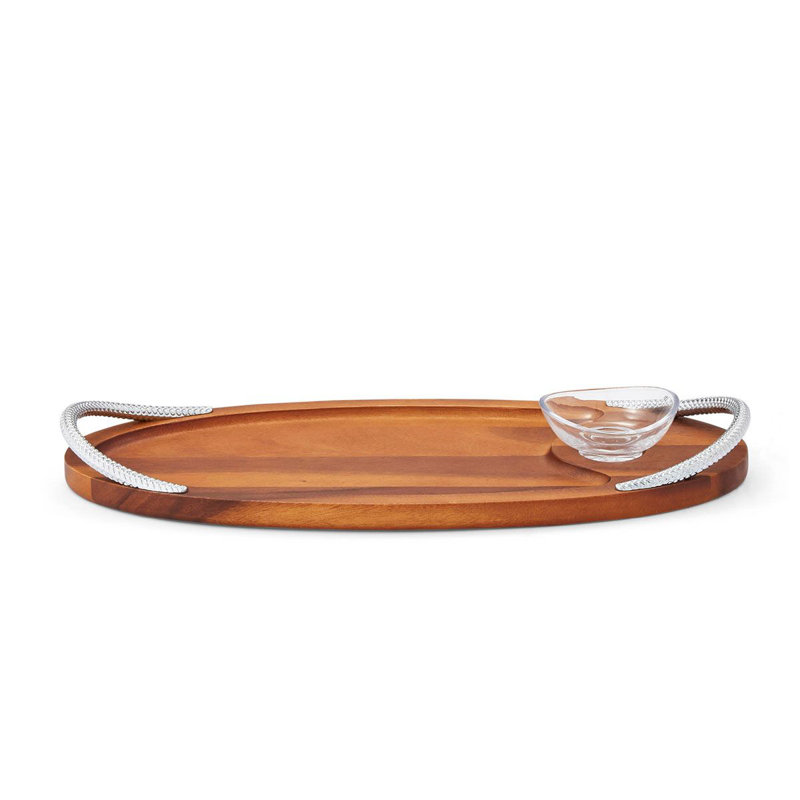 Nambe Braid Serving Brd W/ Dip Dish