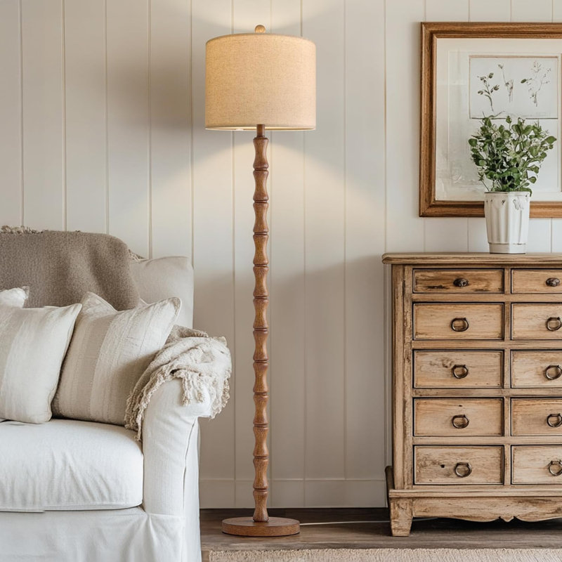 Rustic Floor Lamp For Living Room, Retro Farmhouse Floor Lamp Rotary Switch, Resin Standing Lamp For Living Room, Corner, Dining Room, Bedroom, House