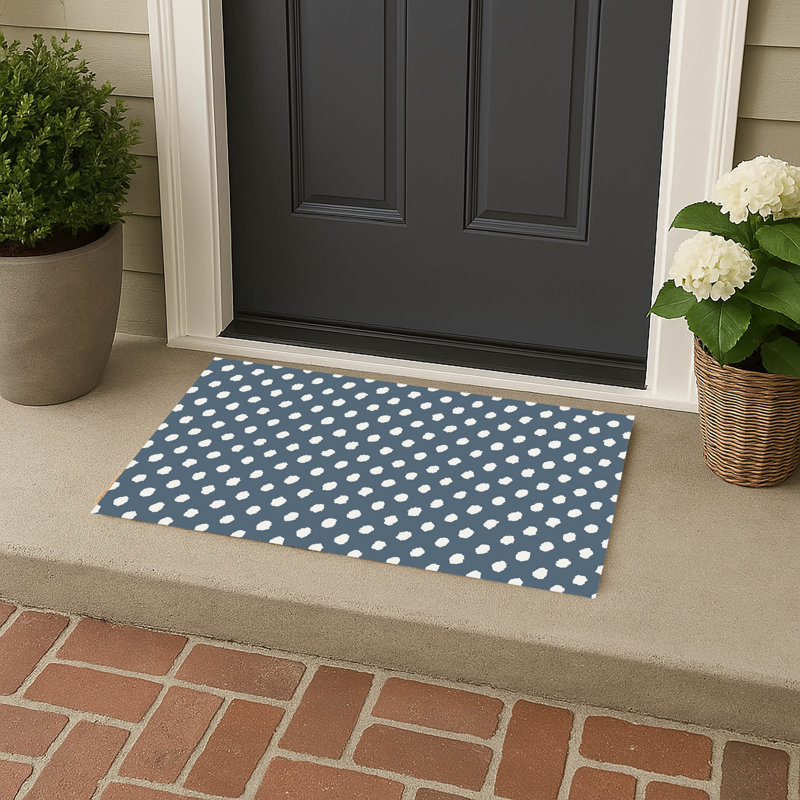 Paillasson Grunge Dot, Blue, L 21 po x L 34 po