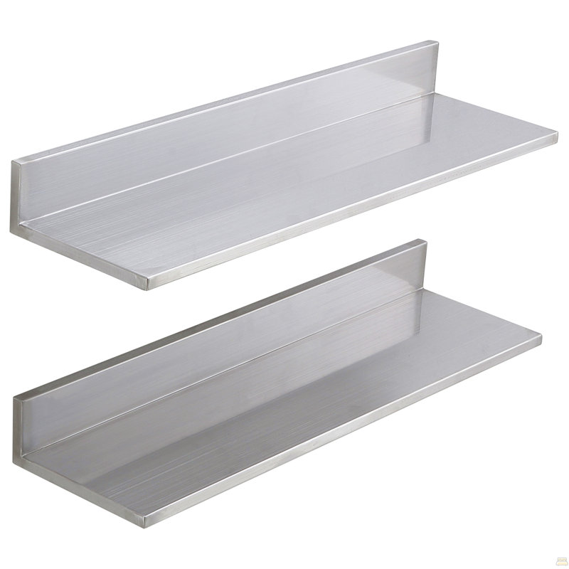 8.6" X 30" Stainless Steel Shelf, Wall Mounted Floating Shelving With Backsplash, 44 Lbs Load Capacity Commercial Shelves
