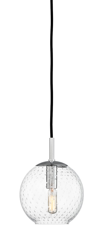 Luminaire suspendu 1 lumière Rousseau, H 7,75 PO X L 6 PO X P 6 PO, Transparent, Chrome poli
