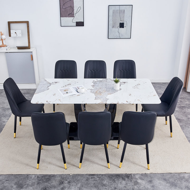 Dining Table Set For 8, Black, 9