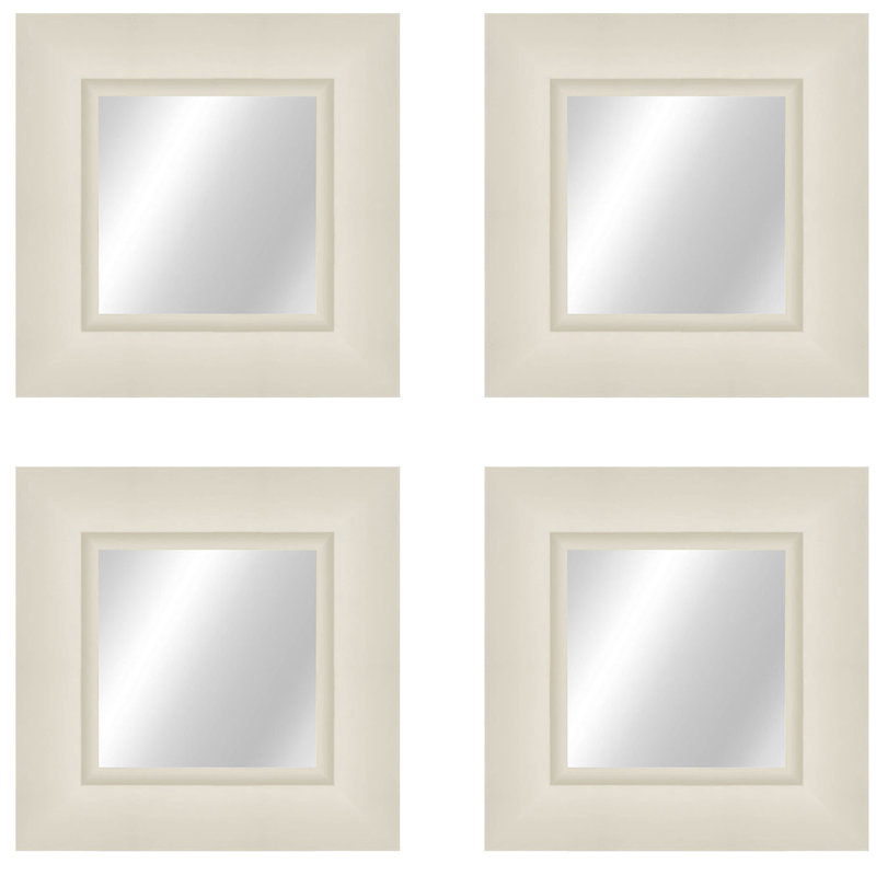Flat Beveled Wall Mirror, Matte White