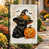Chat floral noir et orange