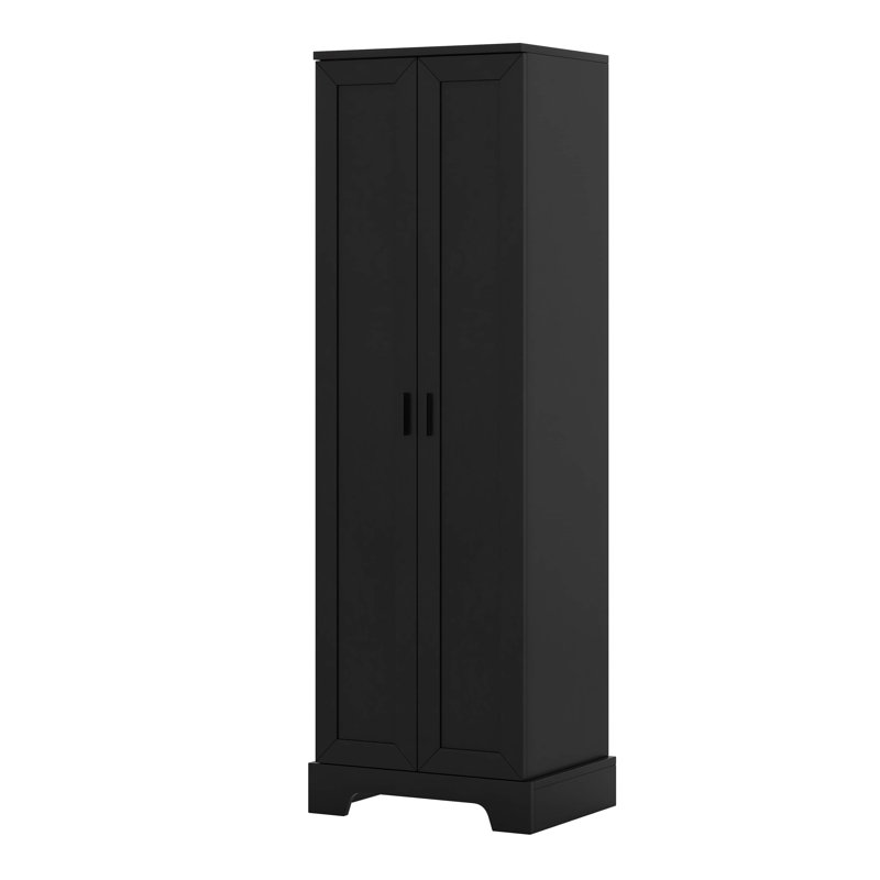 Armoire de rangement avec tablette réglable, deux portes pour la salle de bain ou le bureau, Noir