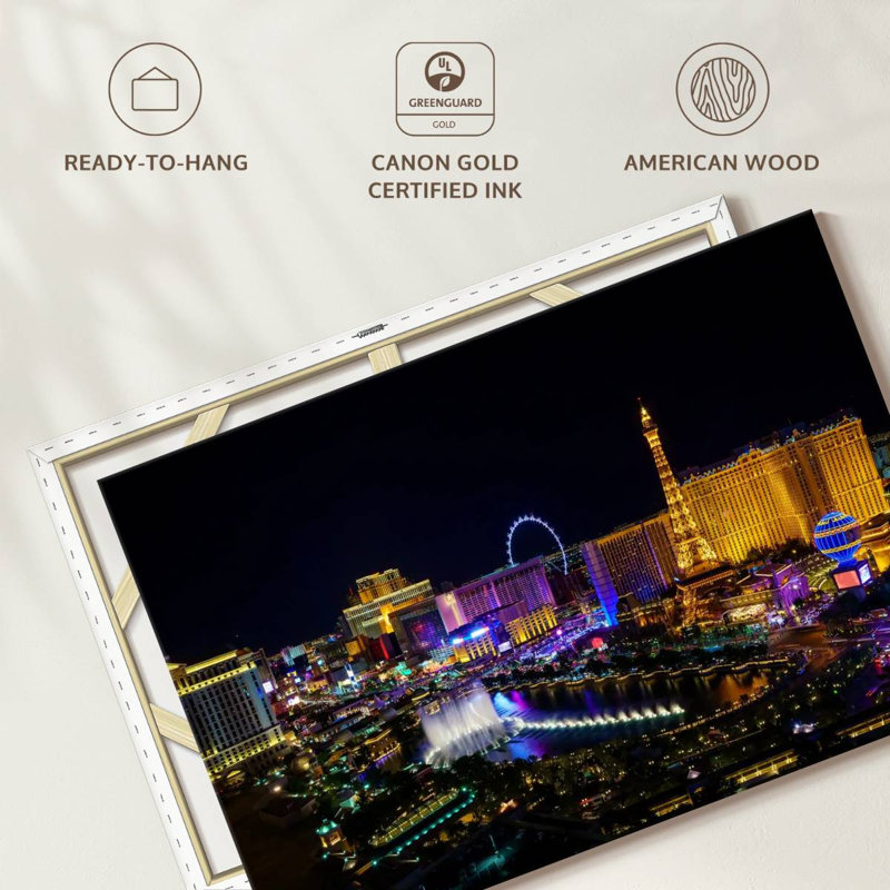 Las Vegas sur toile, H 26 po x l 39 po x P 1,25 po
