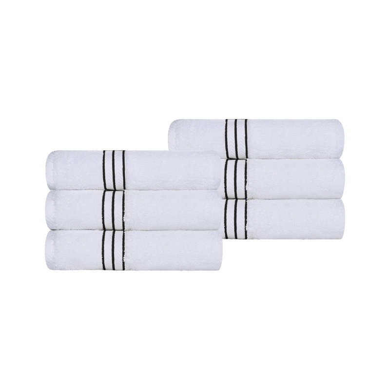 Hotel Turkish Cotton 6-Piece Hand Towel Set, Ultra-Plush & Luxury Weight, Black