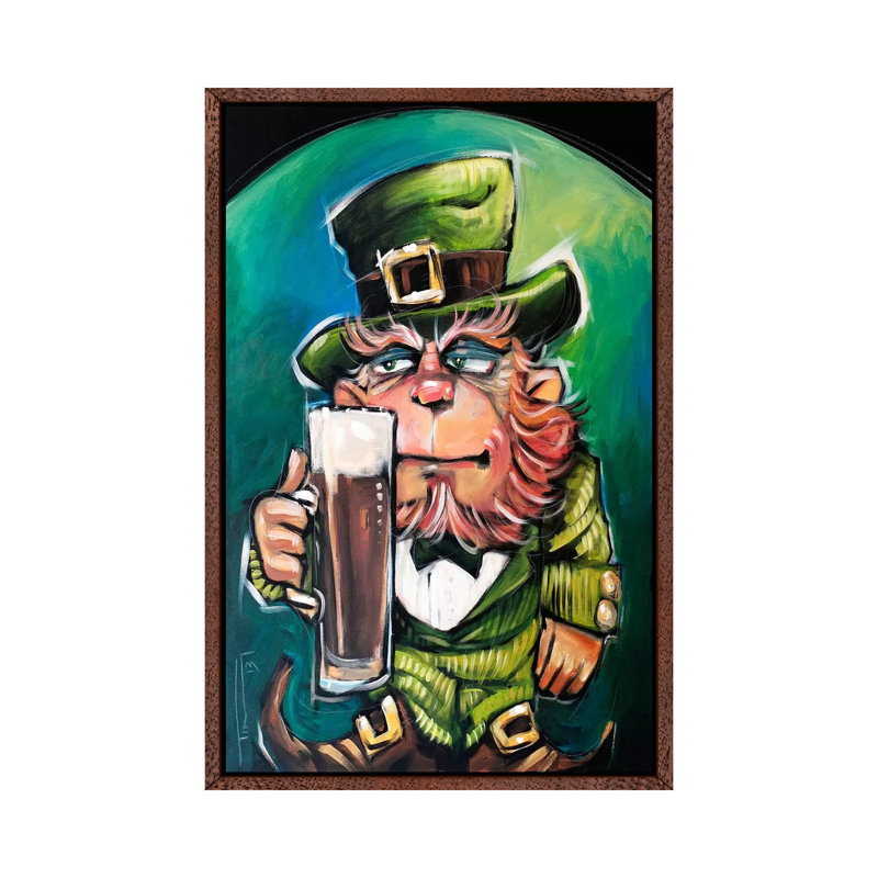Leprechaun by Tim Nyberg - Painting on Canvas, Classic Brown Wood Framed, 101.6 cm H x 66.04 cm W