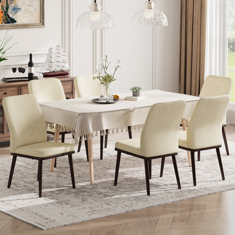 Chaise rembourrée avec dossier en métal et pieds en bois massif, Beige