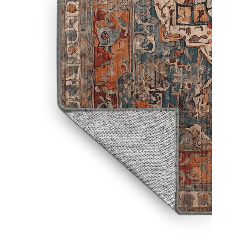 Machine Washable Brown Area Rug, Rectangle 7' x 9'