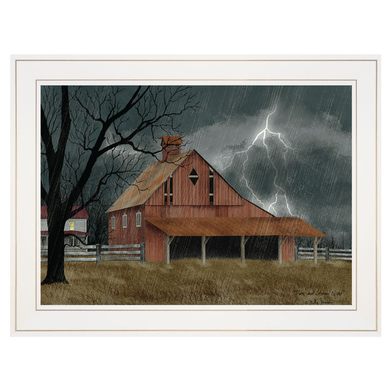«Dark and Stormy Night», art mural encadré pour le salon, décoration intérieure par Billy Jacobs, Cadre blanc