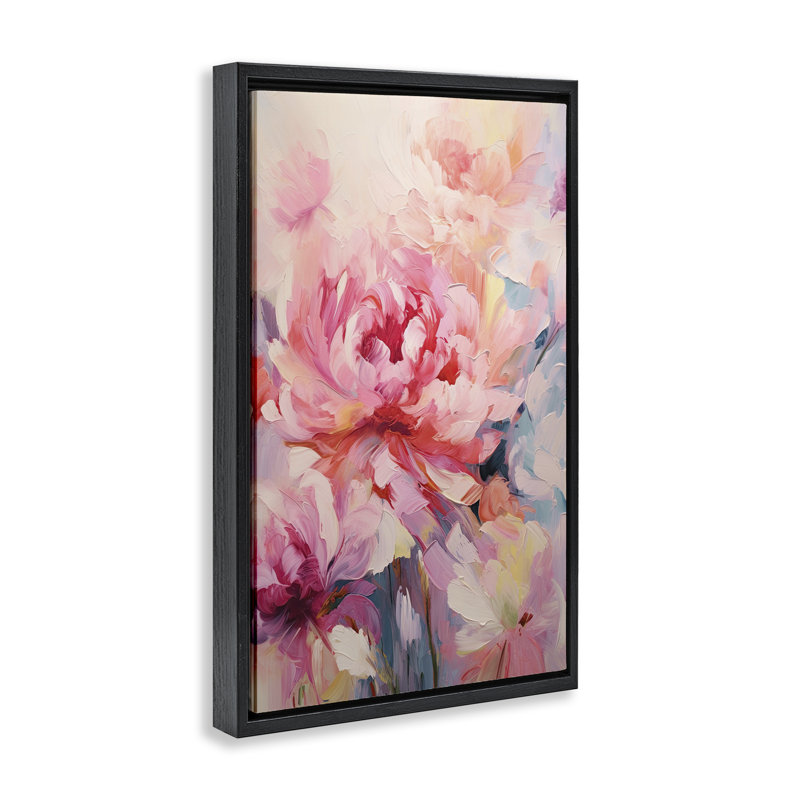 «Floral Explosions» par Gina Kelly, H 25 po x l 17 po, Cadre flottant noir de jais