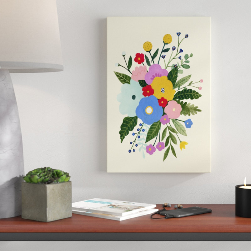 Primary Blooms I by Victoria Borges - Painting Print, Wrapped Canvas, 46cm H x 30cm W