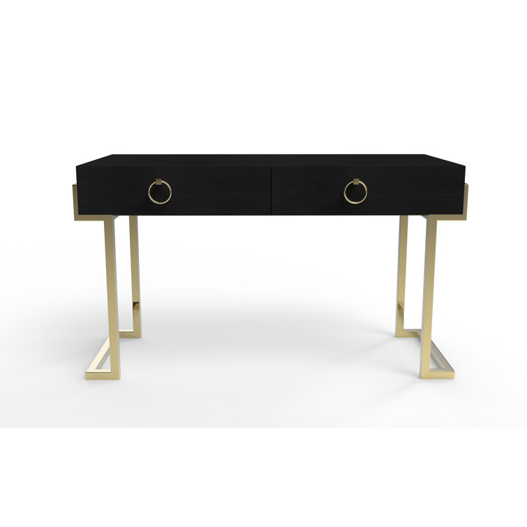 Junus Desk - 30" H x 50" W x 24" D in Black and Gold