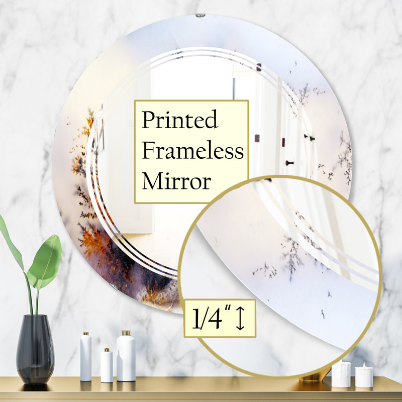 Miroir mural moderne sans cadre dendrite crystal c kazakhstan, 23,6 po x 23,6 po