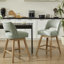 Ensemble de 4 tabourets de bar pivotants de 26 po de hauteur, siège rembourré en polyester sur structure en bois massif-1920880857-1920880856-1926002408