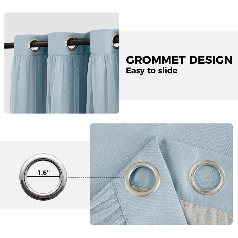 Double Layer Blue Curtains