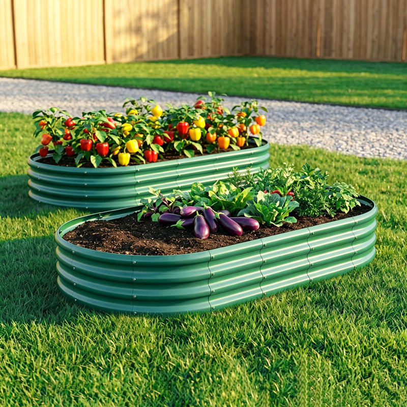 Lit de jardin surélevé, 11.4" H x 70.9" W x 35.4" D, Set of 2, Green