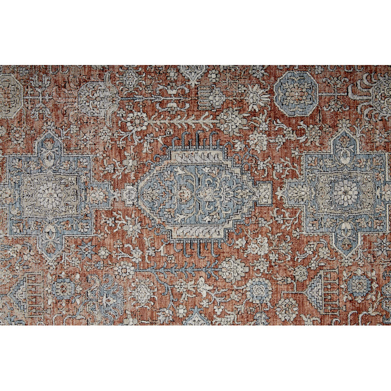 Tapis oriental rouge / orange / bleu Chabon, Tapis de couloir 2 pi 8 po x 12 pi