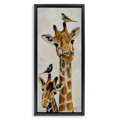 Girafe et oiseaux perchés, art mural encadré par Karen Weber