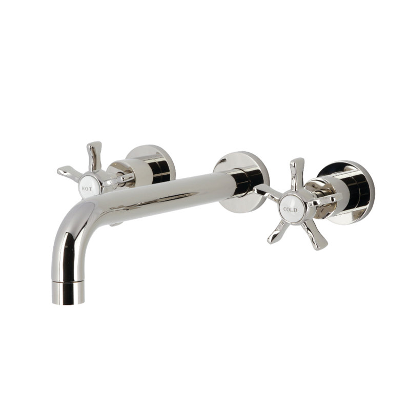 Kingston Brass Hamilton Two-Handle 3-Hole Wall Mount Roman Tub Faucet, Polished Nickel