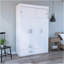 Armoire Chili, tringle, armoire à trois portes, deux tiroirs, deux tablettes réglables supérieures, quincaillerie en métal - blanc
