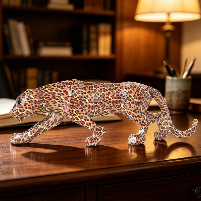 Décoration de guépard statue de léopard en résine assise guépard Figurine de bureau décoration de bureau pour la maison