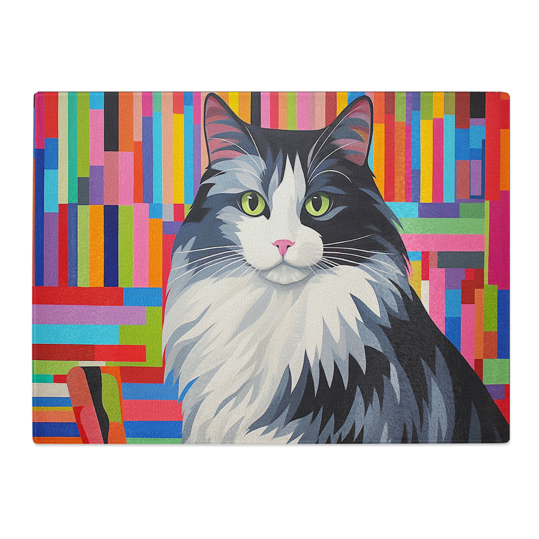 Ragdoll Cat Op Art  Glass Chopping Board