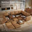 Canapé modulaire en forme de V à 132 places de 132 po de large avec console et rangement, brun-205080422