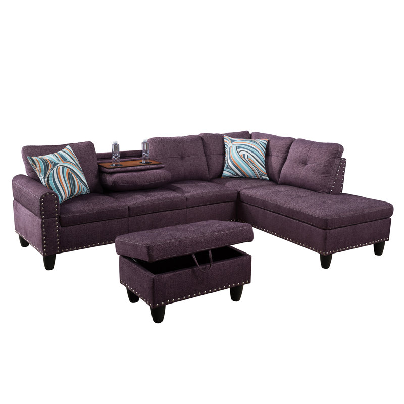 Gavette Upholstered Sectional, Gavette Purple Fabric