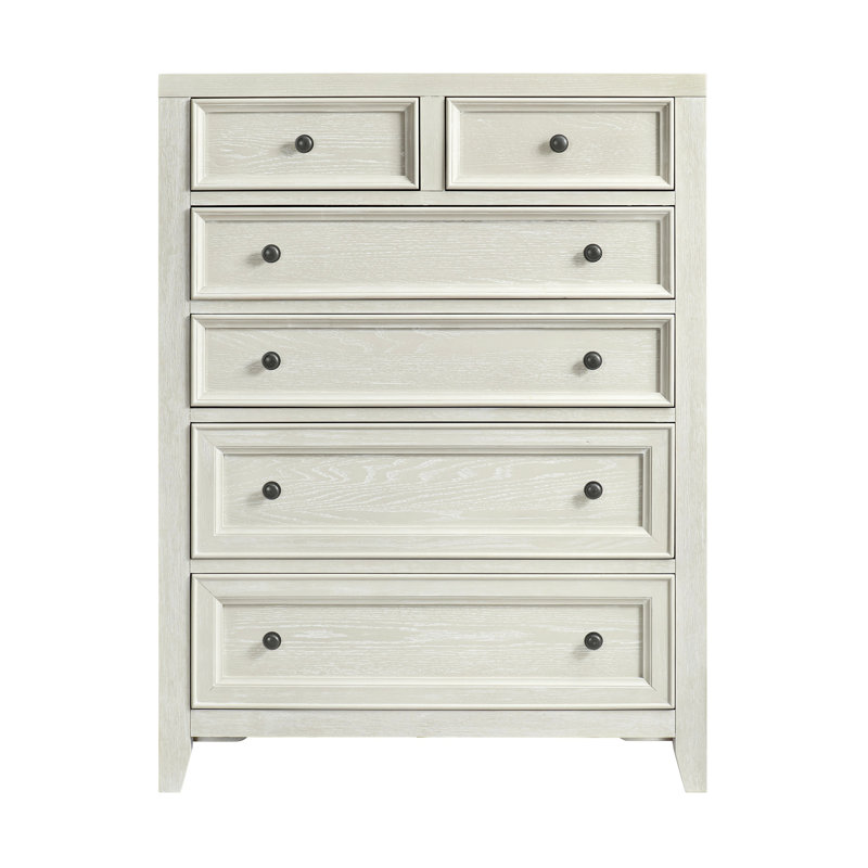 Commode 6 tiroirs White Wash, Blanc