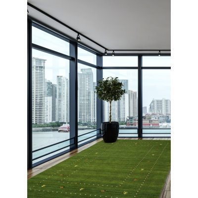 Tapis vert Kashkuli Gabbeh 5 pi 0 po x 7 pi 10 po
