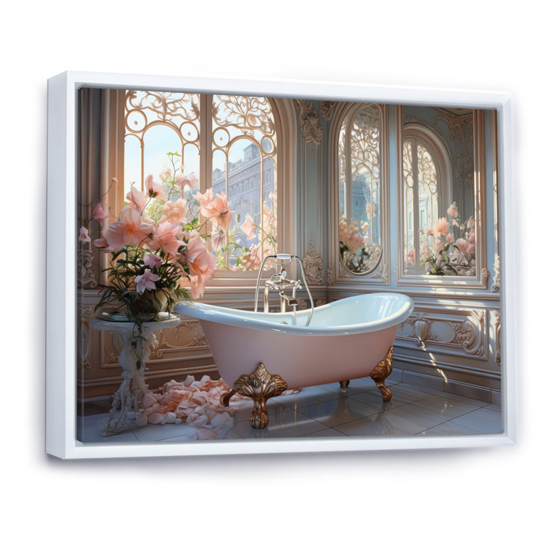 «Bathroom Ethereal Glow III» - Impression sur toile encadrée pour salle de bain, H 16 po x l 32 po x P 1 po