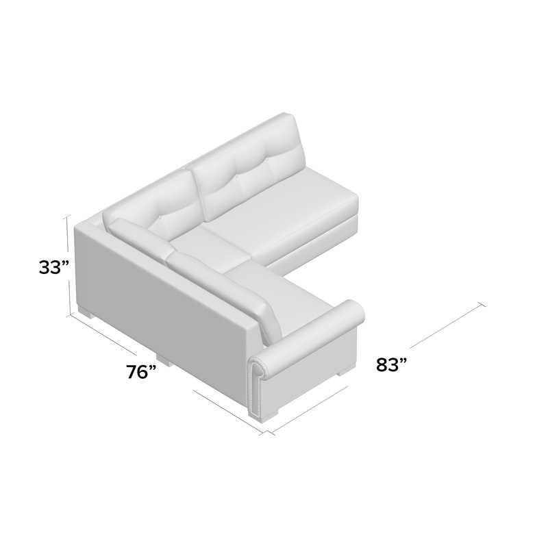 Mosely Upholstered Sectional, Charcoal Linen, Left Hand Facing