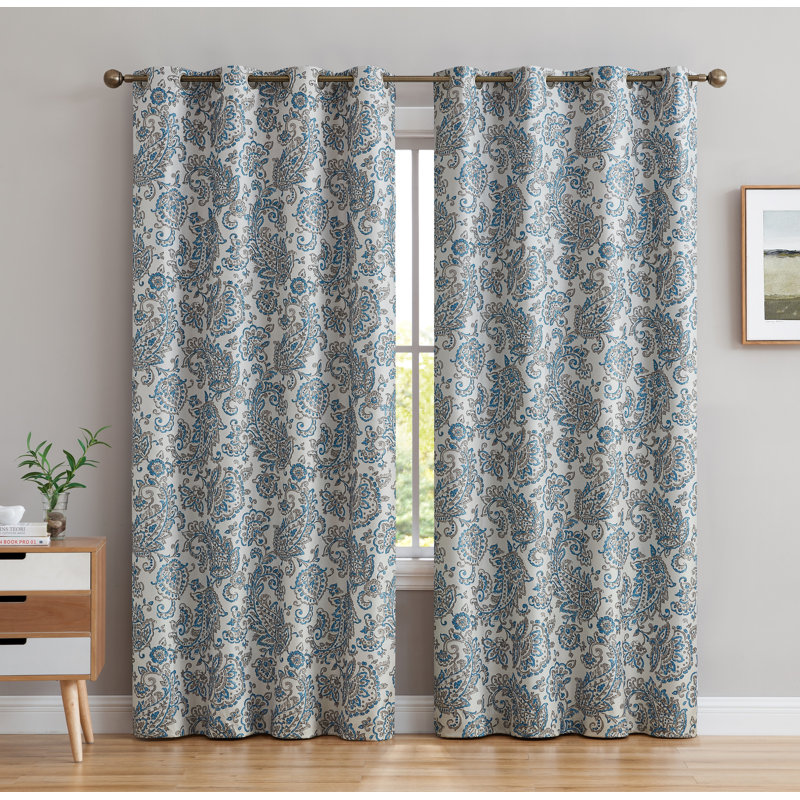 Lovelle Silk Curtain Pair, Blue, 52" W x 84" L