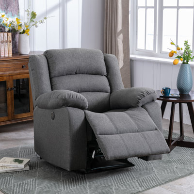 37.1" Wide Modern and Super Soft Overstuffed Power Standard Recliner with Padded Armrest