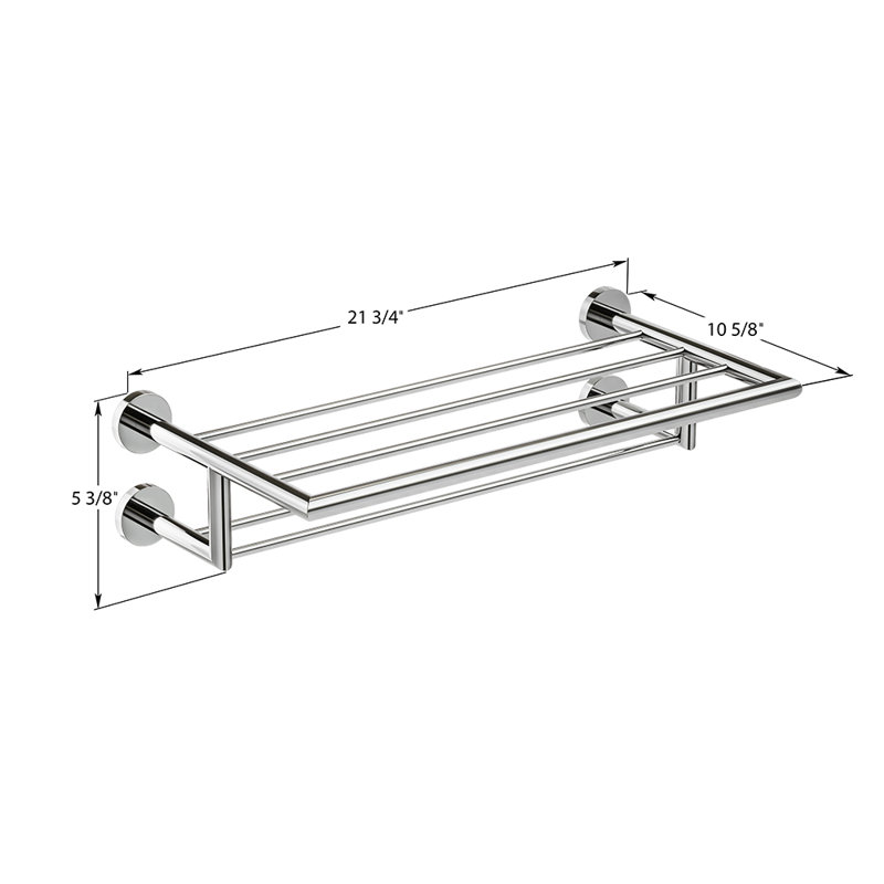 Summit Wall-Mounted Double Towel Shelf - Polished Nickel, Premium Brass Construction, Installation Hardware Included