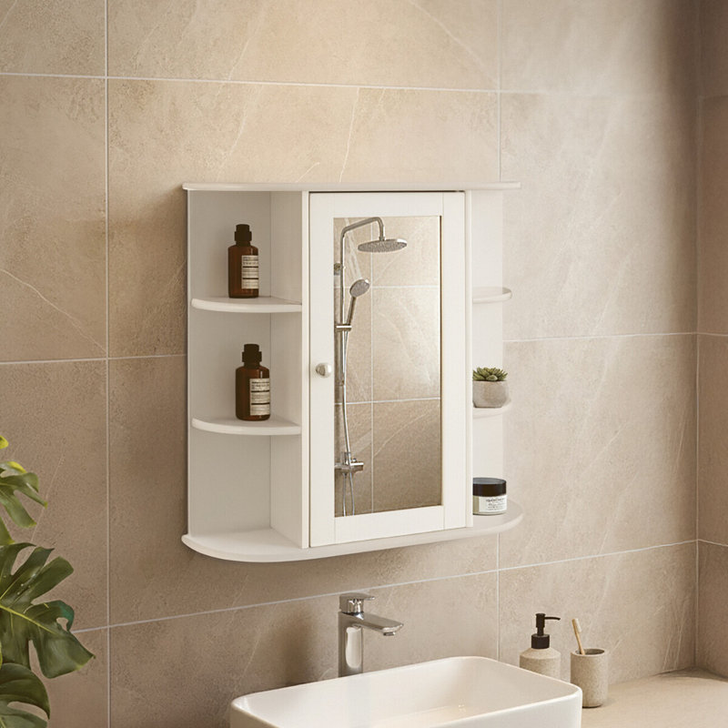 Decarvalho 600mm W 580mm H Surface Framed Medicine Cabinet Mirror 7 Fixed