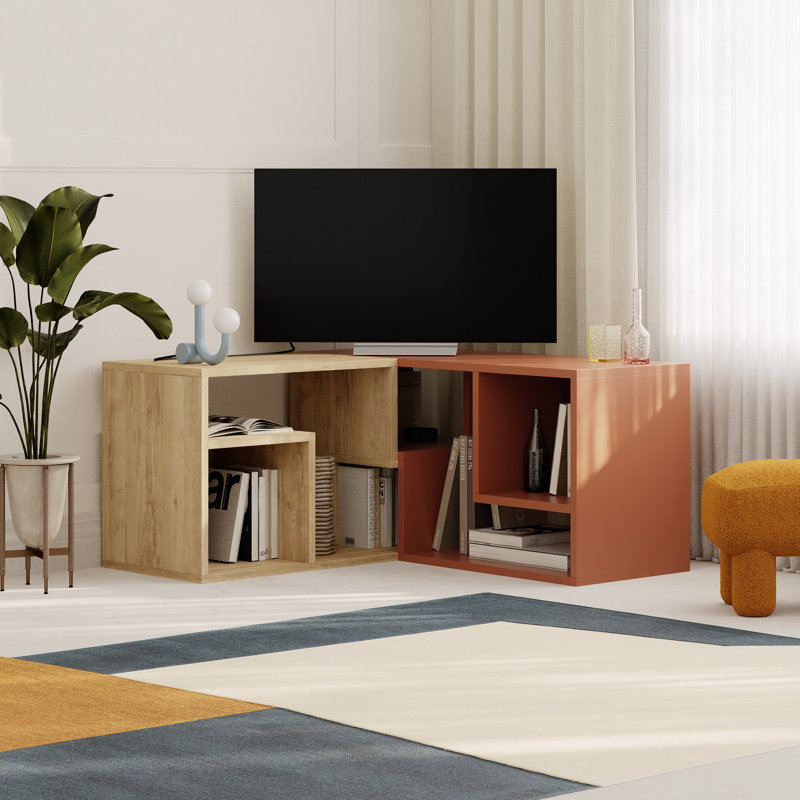 Glis Corner TV Stand Versatile and Stylish Media Unit for Modern Living Spaces, Oak/Cinnamon